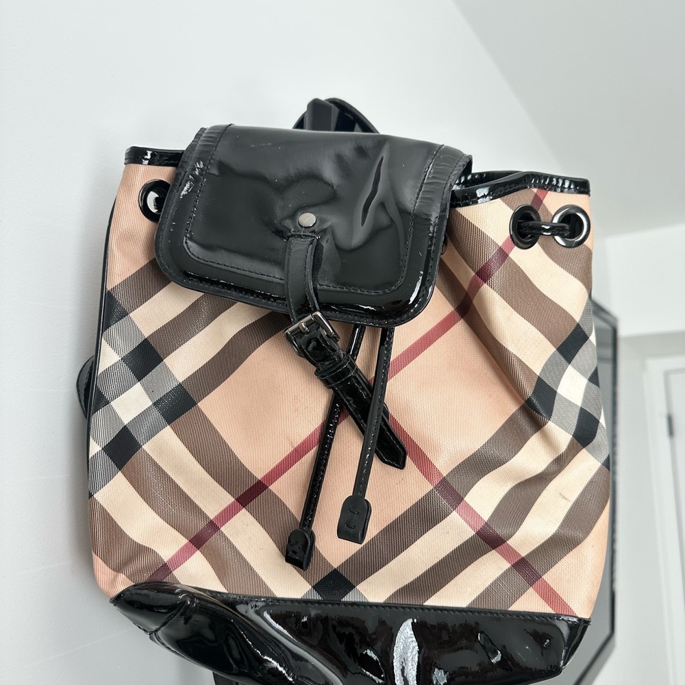 Burberry Checkered Black and Beige Backpack
